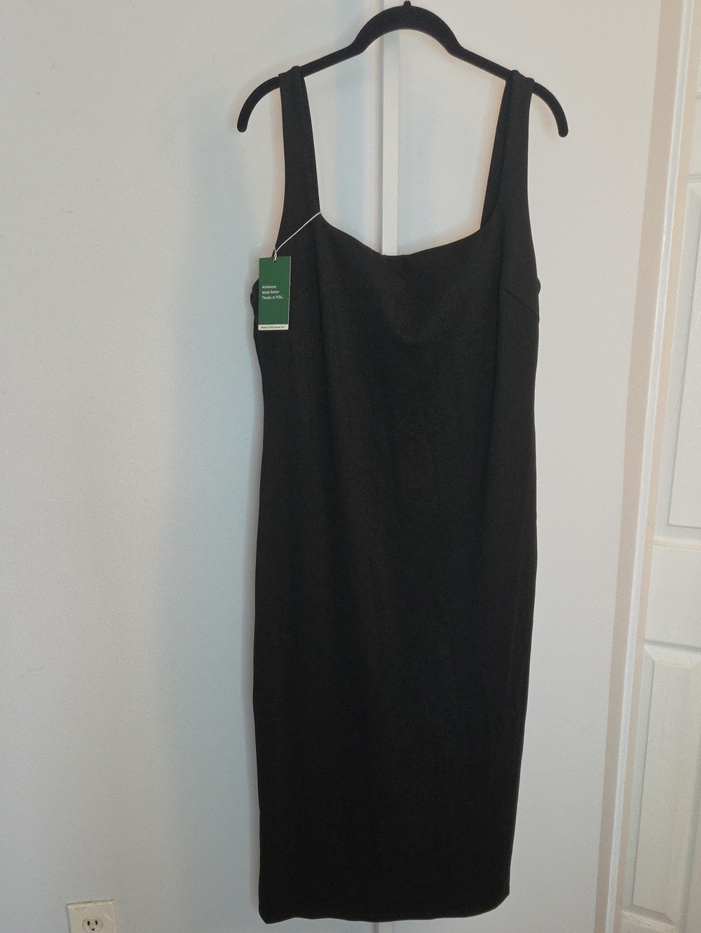 NWT Halara Workleisure Square Neck Midi Dress Black XL Built-In Shorts Gusset
